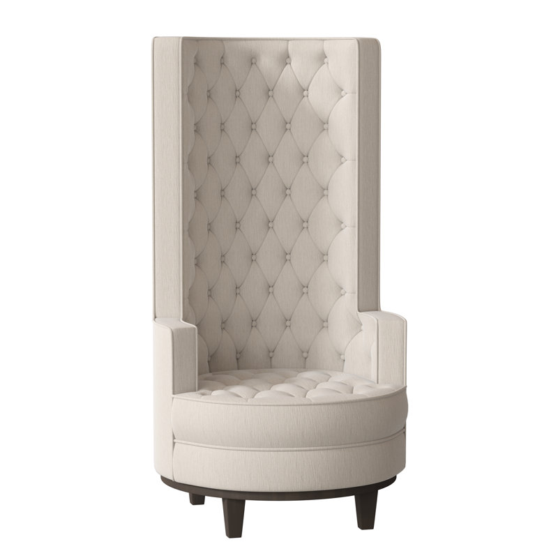 Norma Tufted Wingback Chair, Bella Black Performance Velvet, Brown Mahogany