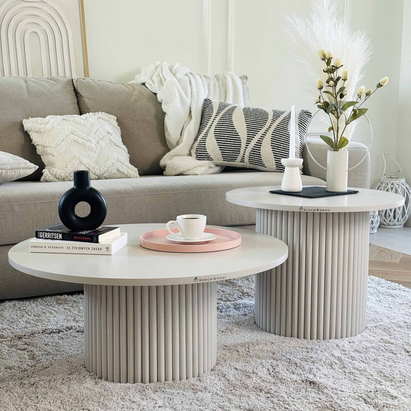 Drum Coffee Table, Cream