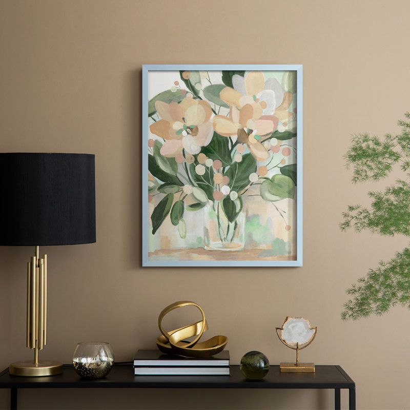 «Tropical Sass», reproduction encadrée - bois massif, 11" H x 9" W, Bleu