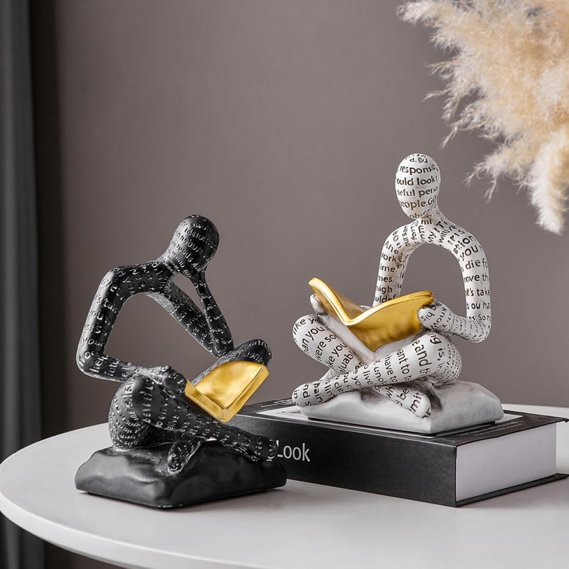 Serre-livres robustes pour tablettes, serre-livres décoratifs pour livres lourds, bouchons de livres uniques pour contenir des livres, accessoires de bibliothèque, esthétique de bureau à domicile moderne, noir et blanc