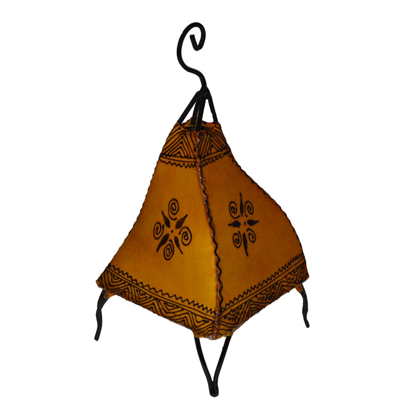 Handmade Leather Moroccan Table Lamp Yellow Arias