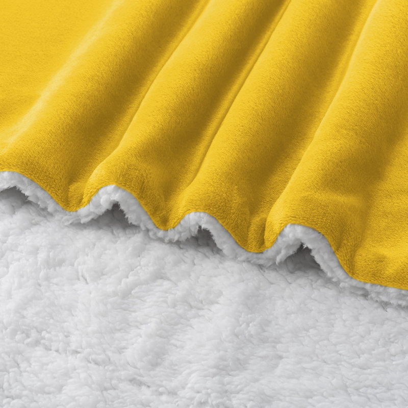 Joyan Extra Soft Sherpa Fleece Dual Sided Blanket, Super King, Ochre