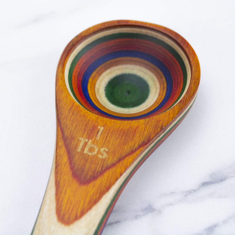 2 In 1 Wooden Measuring Spoon With Tablespoon And Teaspoon Measurements
