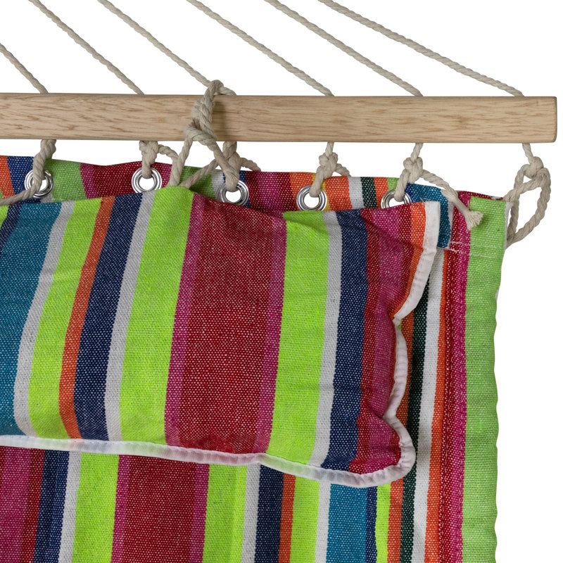 Multicolore hamac rayé matelassé pour deux personnes avec coussin 9 pi x 55 po