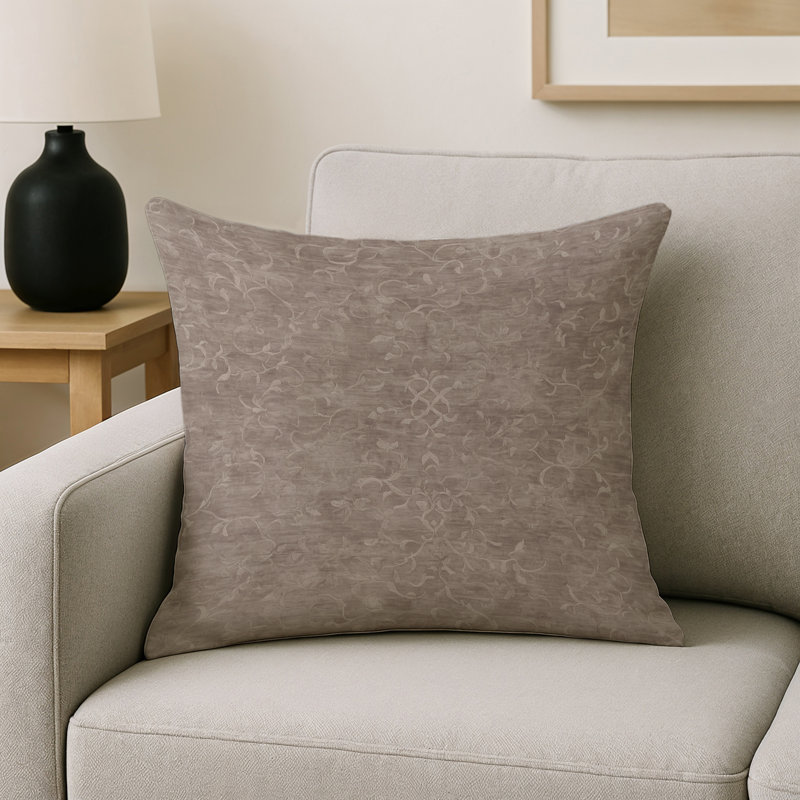 Coussin décoratif intérieur et extérieur Modern, Taupe / ivoire / beige abstrait, Carré 20 po