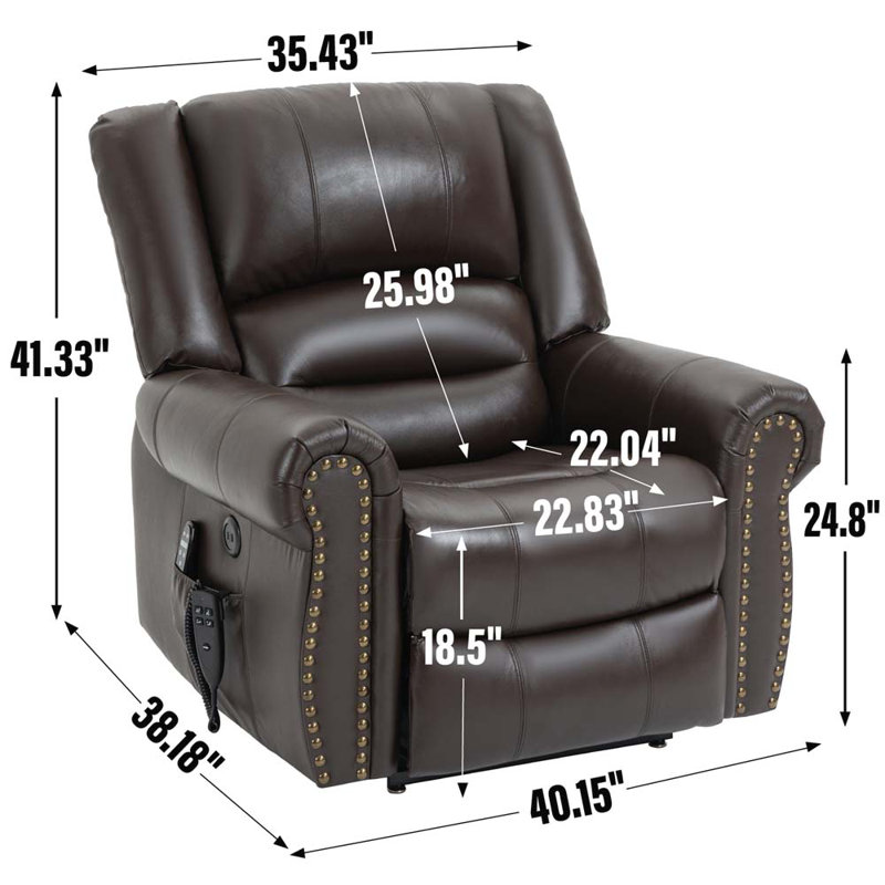 Fauteuil inclinable Alexeus, Cuir véritable brun