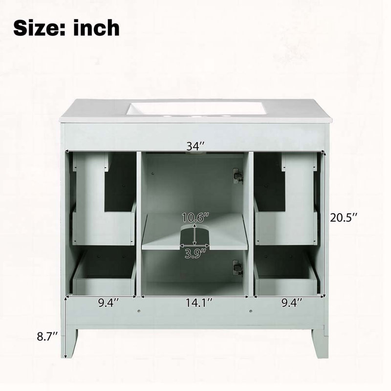 36"Bathroom Vanity with Ceramic Sink
