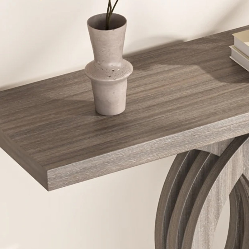 55.12"L*13.78"W*31.89"H,Farmhouse Geometric Base Console Table - 55" Rustic Sofa Table for Hallway & Living Room