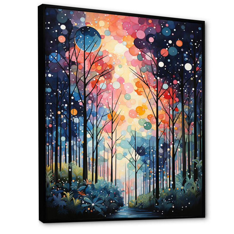 Palmiers Midcentury Collage I - décoration murale florale, H 32 po x l 24 po x P 1 po, Cadre flottant noir