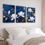 Ensemble de 3 tableaux sur toile tendue avec motif de fleurs et de feuilles de magnolia