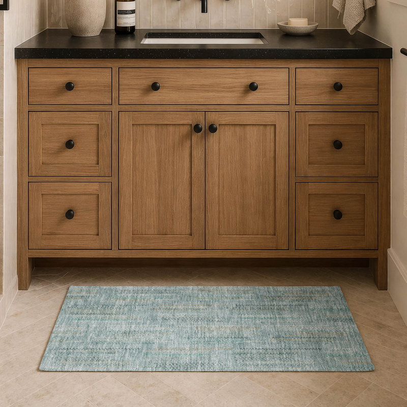 Tapis moderne lavable à la machine intérieur / extérieur ACN2887, Teal, 1'8" x 2'6"