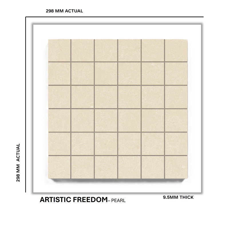 Artistic Freedom 2"X2" Porcelain Stone Look Tile Grid Mosaic Sheet, Pearl