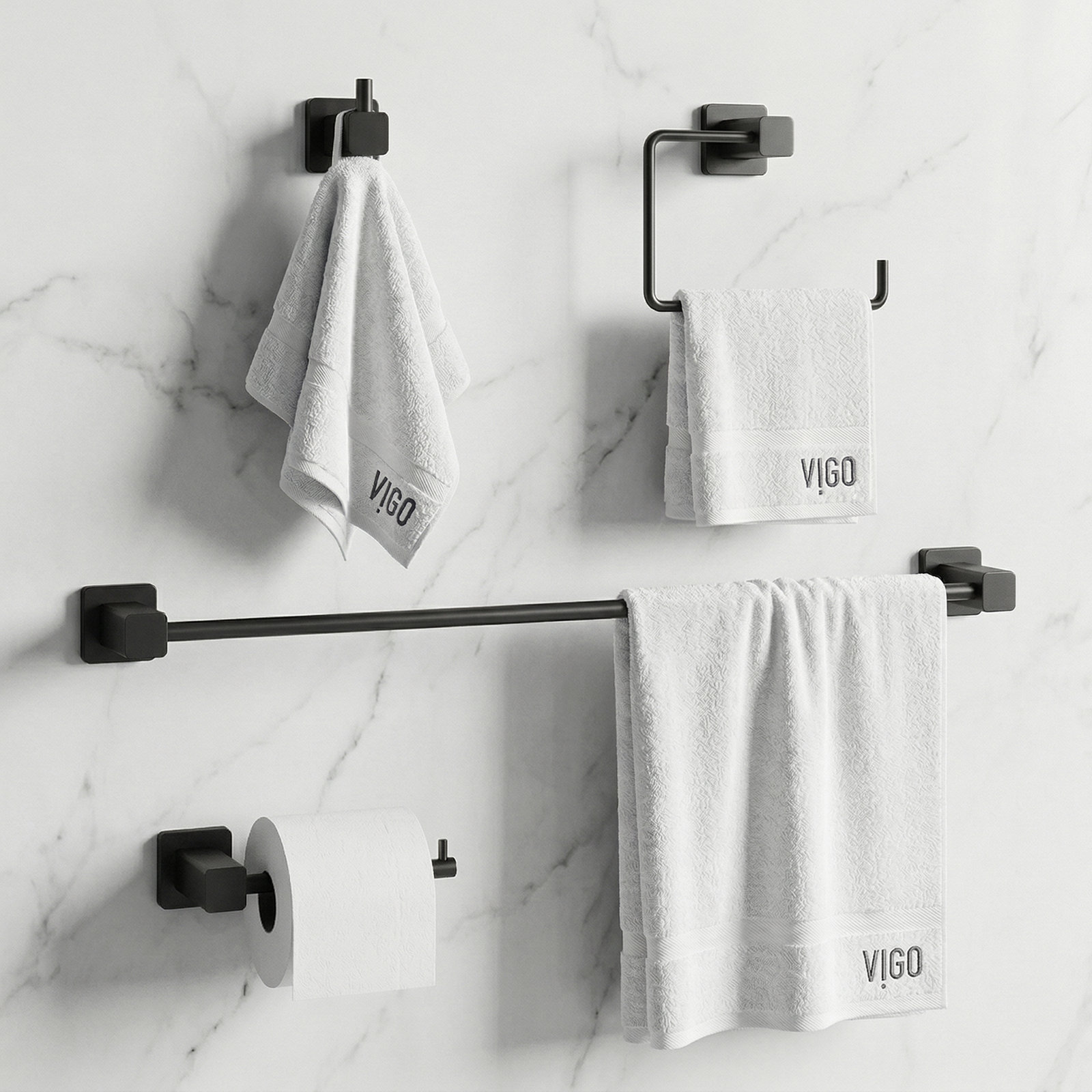 Meridian 4-Piece Bathroom Hardware Set, Matte Black
