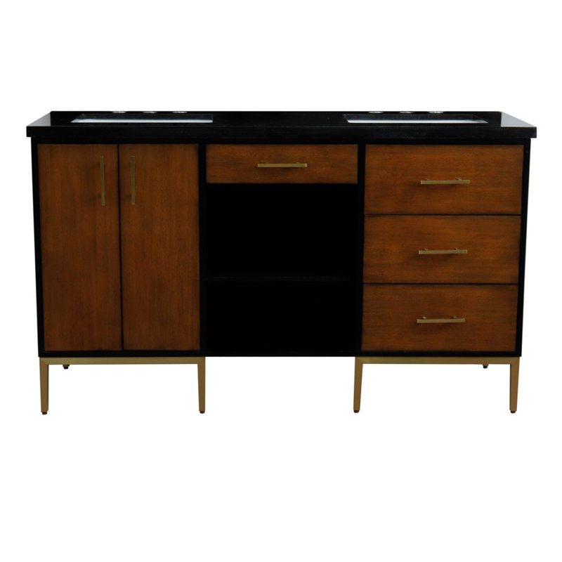 Ensemble de meuble-lavabo double 61 ", Noir