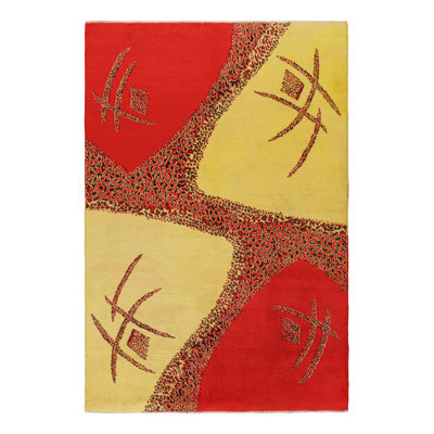 One-of-a-Kind 6'9x10'4 1960s Wool Area Rug