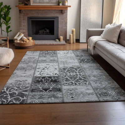 Premium Machine Washable Cerrito AMF566 Gray Rug