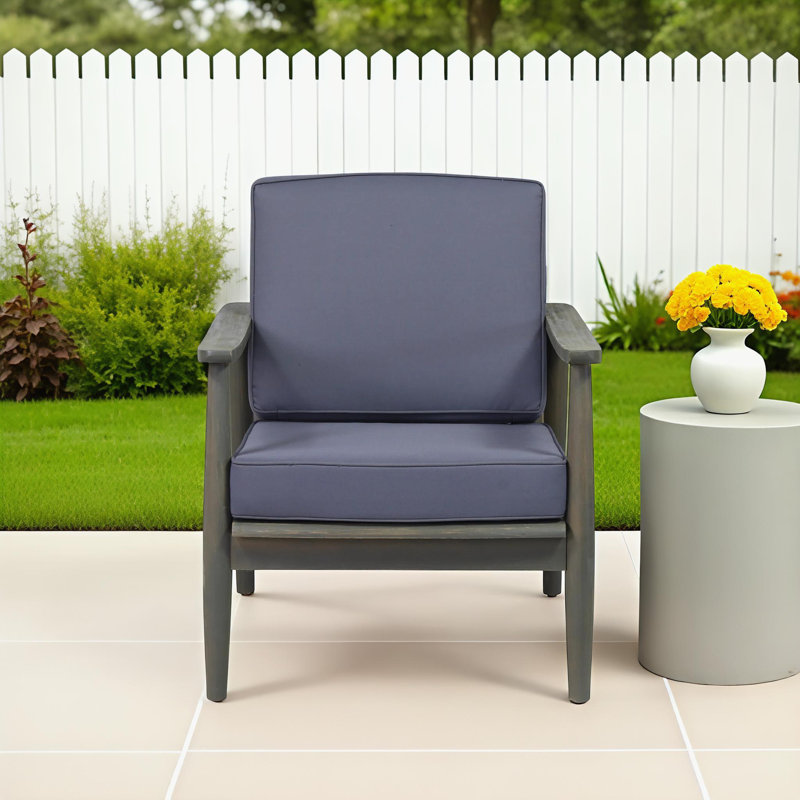 Arnay Acacia Outdoor Lounge Chair, Gray/Dark Gray