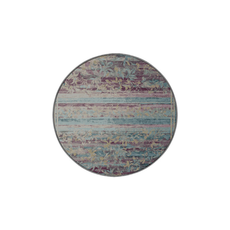 Tapis gris lavable à la machine, Rond 5 pi