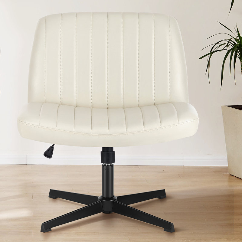 Brenae Upholstered Armless Swivel Task Chair, Fabric, Cream