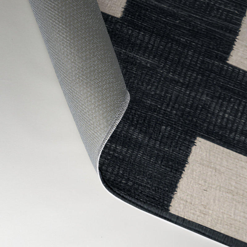 Tapis intérieur / extérieur noir à carreaux, Rectangle 5 pi x 7 pi