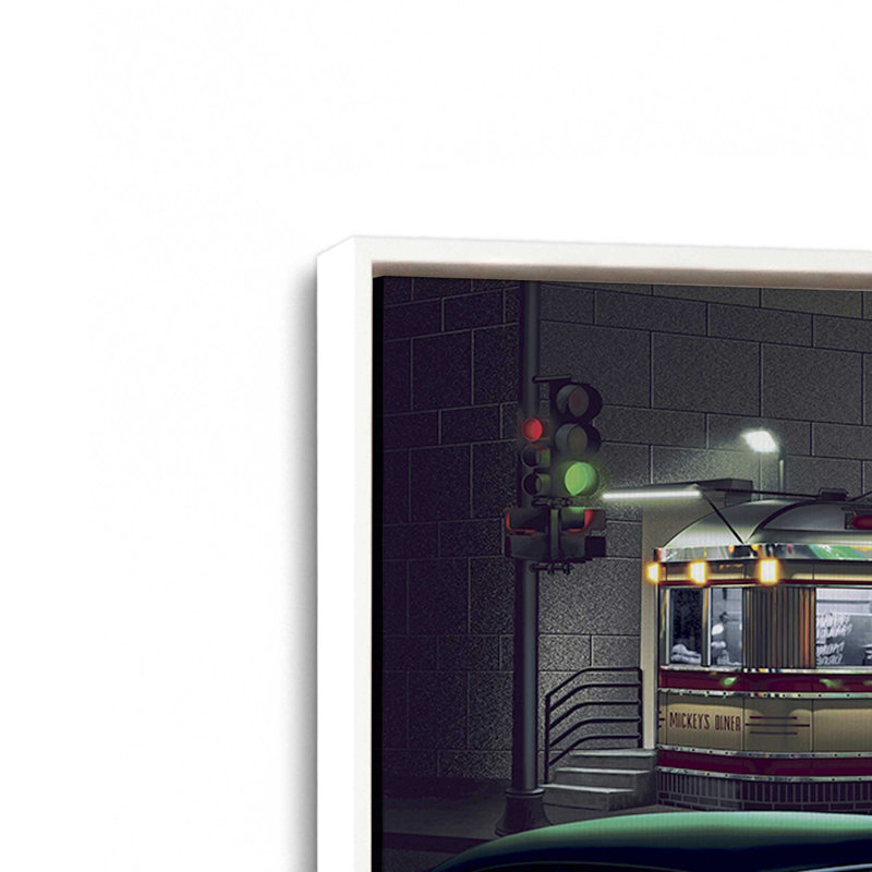 Midnight At Mickey’S, 32.75" H x 48.75" W, Floater Frame, Opaque White
