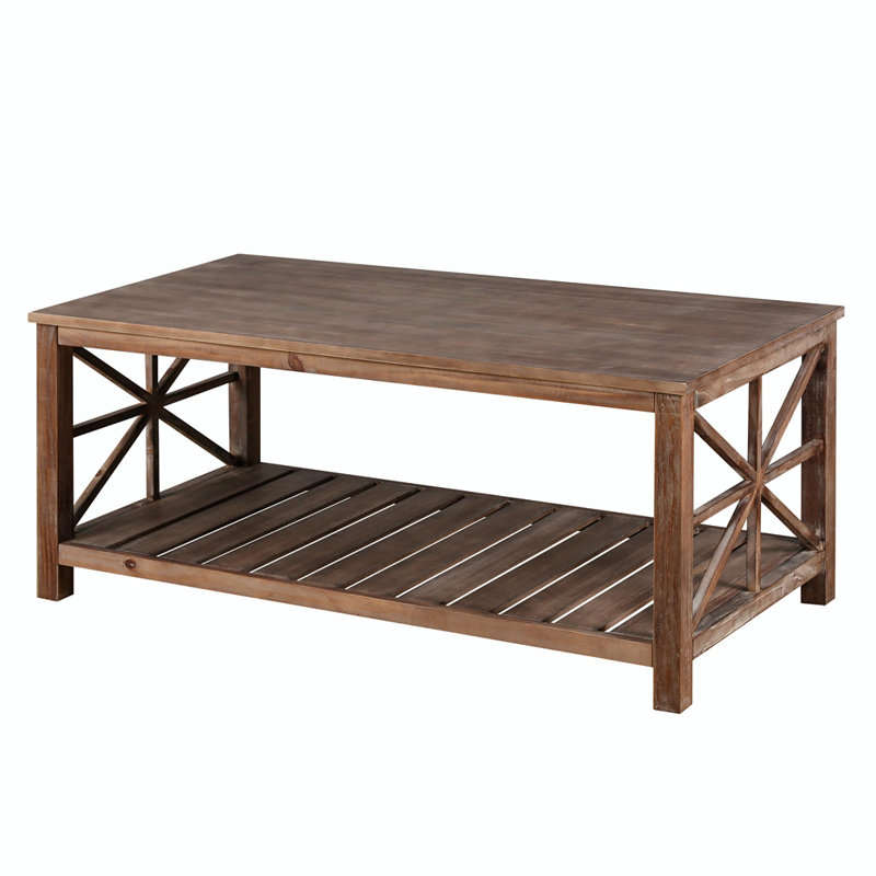 Handcrafted Coffee Table In Front Of The Sofa Or Loveseat, 27.55" H x 47.24" L x 23.62" W, Light Brown