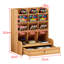 Wooden Office Desk Pen Pencil Holder Storage Organizer Tidy Shelf With Drawer