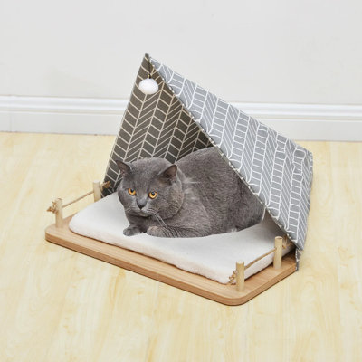 Geometric Faux Fur Tent Pet Bed