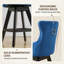 Tabourets de bar pivotants en velours capitonné, pieds en bois et garniture chromée, ensemble de 2, beige-183694379