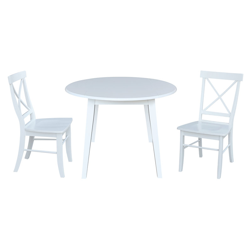 Ensemble de salle à manger Kaylam, Blanc, 3 pièces: table, 2 chaises