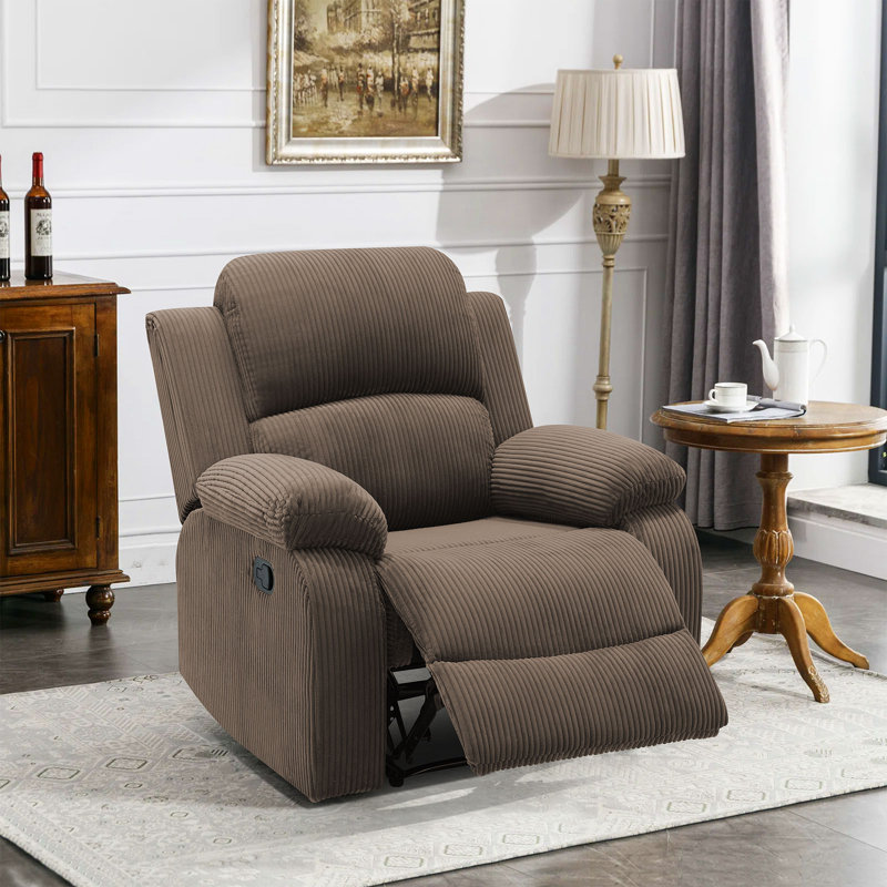 Fauteuil inclinable manuel à dossier coussiné de 35 po de large avec accoudoirs coussinés - brun, Brown