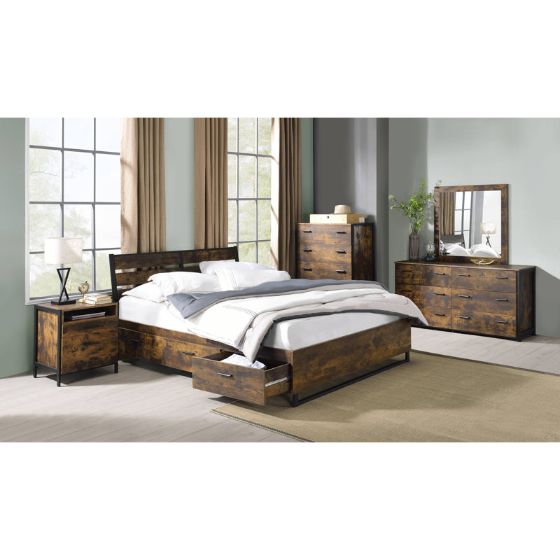 Commode en chêne rustique et finition noire