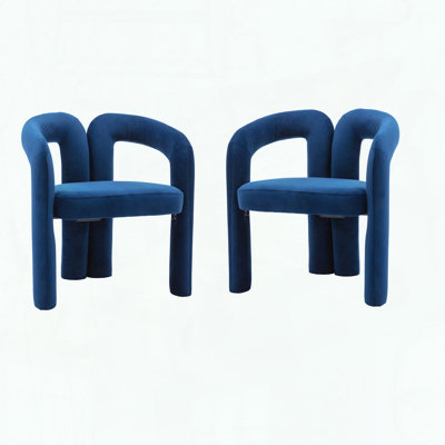 Chaises d'appoint tonneau en velours Contemporary - ensemble de 2