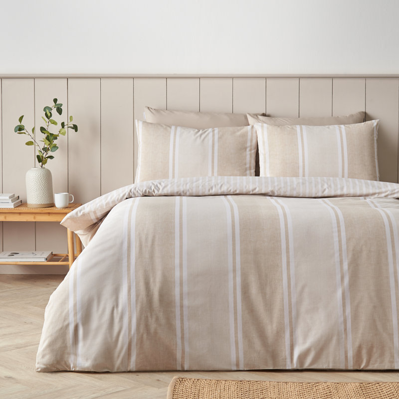 Banded Stripe Reversible Duvet Cover Set, Single
