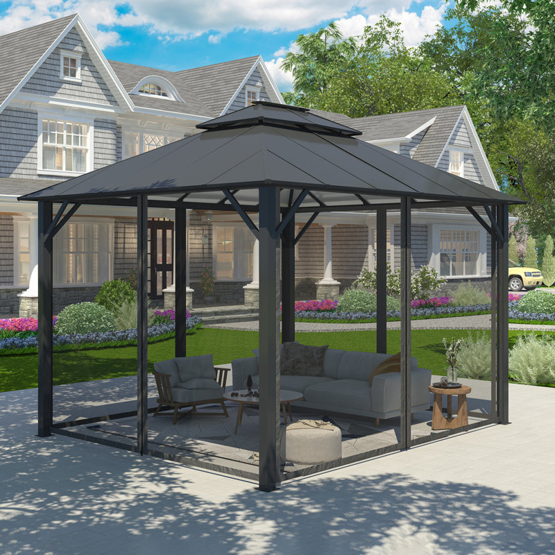 Pavillon de jardin permanent en métal L 10 pi. D Pavillon de jardin en aluminium