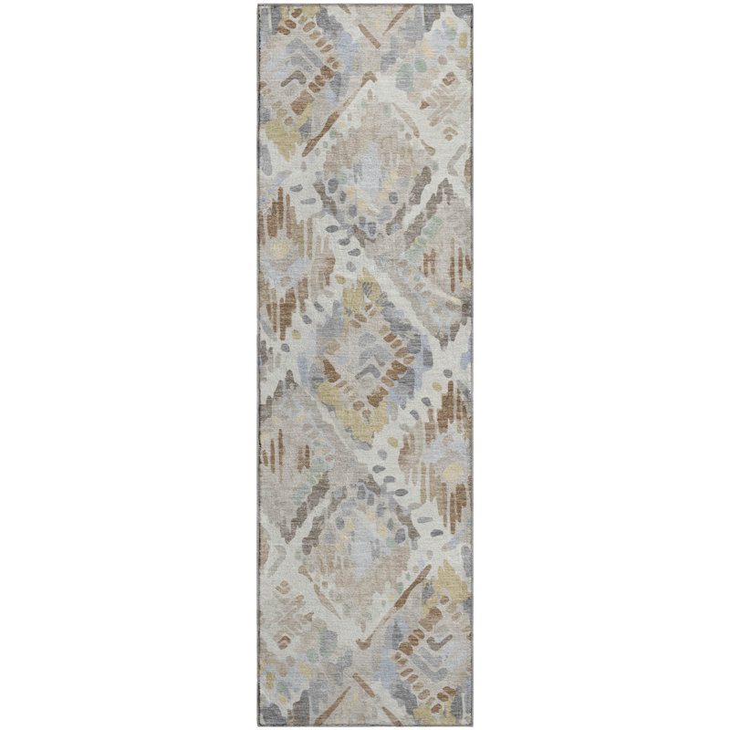 Premium Machine Washable Celis AMF1326 Diamonds Rug, Runner 2'3" x 7'6"