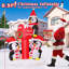 Boîte aux lettres gonflable de Noël 6,5 pi avec trois pingouins autour du Père Noël 