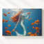 Toile sirène et harmonie poisson rouge-674655478