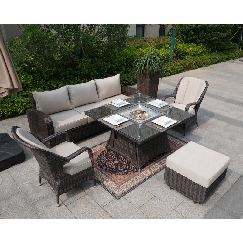 Alide 6 - Person Patio Conversation Set with Cushions