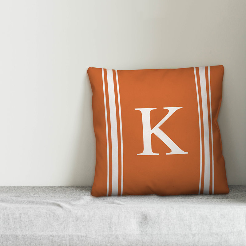 Striped Throw Pillow, K, Orange