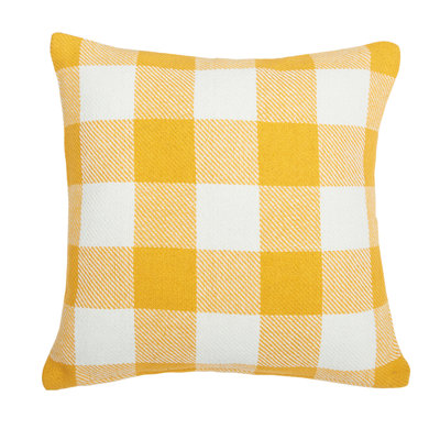 Franklin Ochre Lofty Gingham Check Woven Throw Pillow