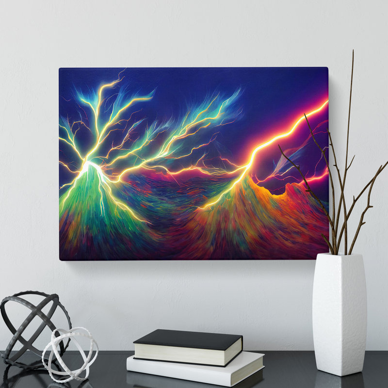 Flourishing Lightning Bolt Abstract - Wrapped Canvas, 50cm H x 76cm W x 3cm D