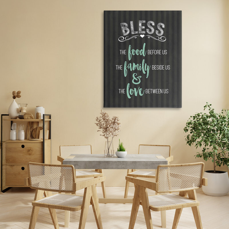«Bless The Food Family & Love Canvas», design par Lettré et doublé, H 30 po x l 24 po