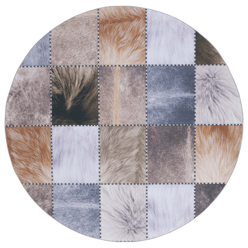 Briceida Performance Machine Washable Geometric Rug, Round 6'