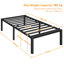 38cm H Black Metal Bed Frame With Non-slip Design, Steel Slat Support-250766372