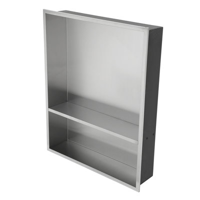21" X 17" Stainless Steel Shower Niche Double Shelf