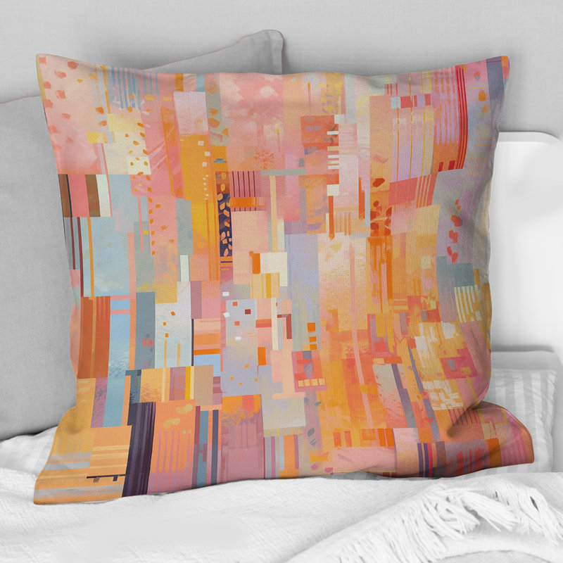 Coussin décoratif rose orange brisé - Cubism
