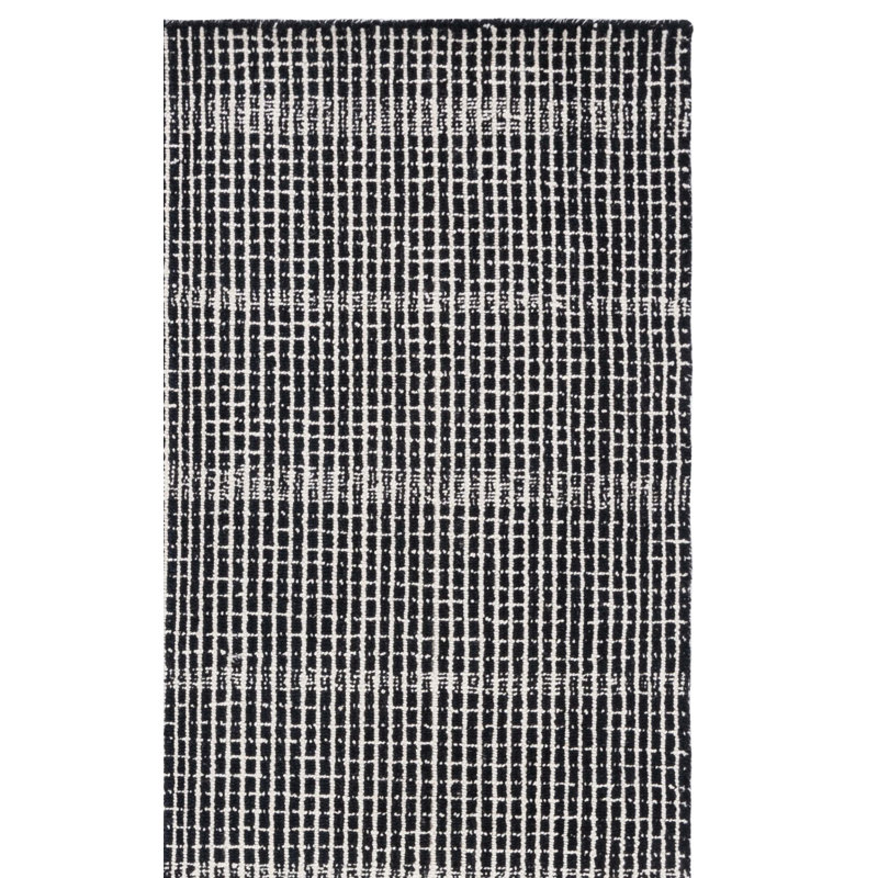 Tapis rayé en laine / coton touffeté à la main Moustapha, Rectangle 5 pi x 8 pi