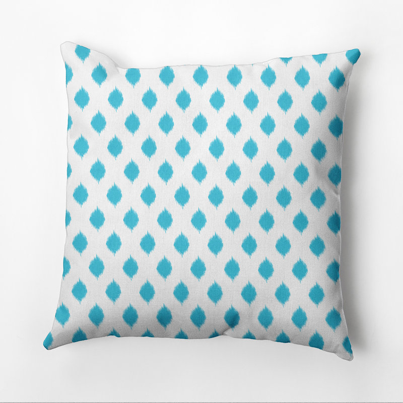 Ikat Outdoor Reversible Throw Pillow, Turquoise, 18"x18"