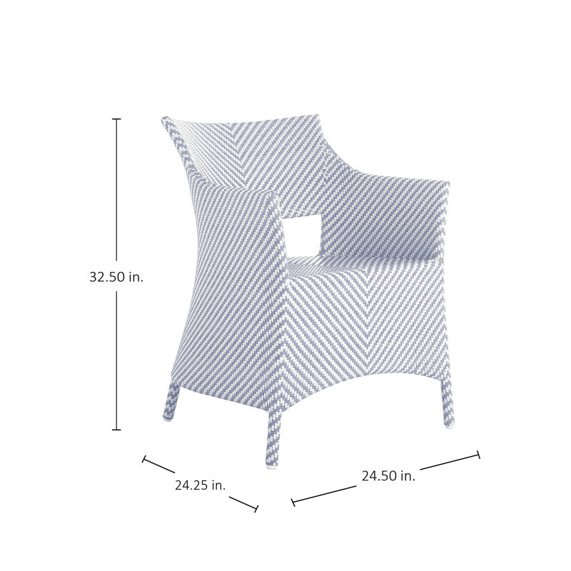Bari Outdoor Dining Armchair, White/Chambray